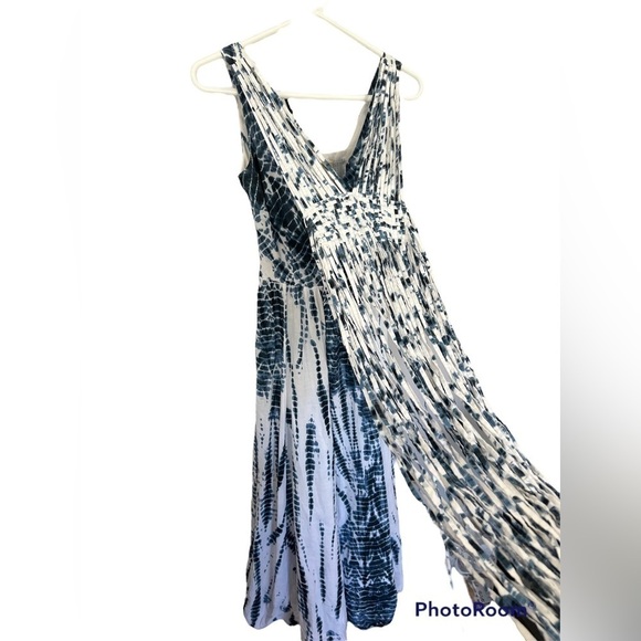 Michael Michael Kors cotton blue and white tie-dye fringe maxi dress size XXS - Picture 6 of 10